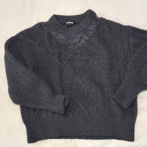 Express Women's Charcoal Cable Knit Sweater